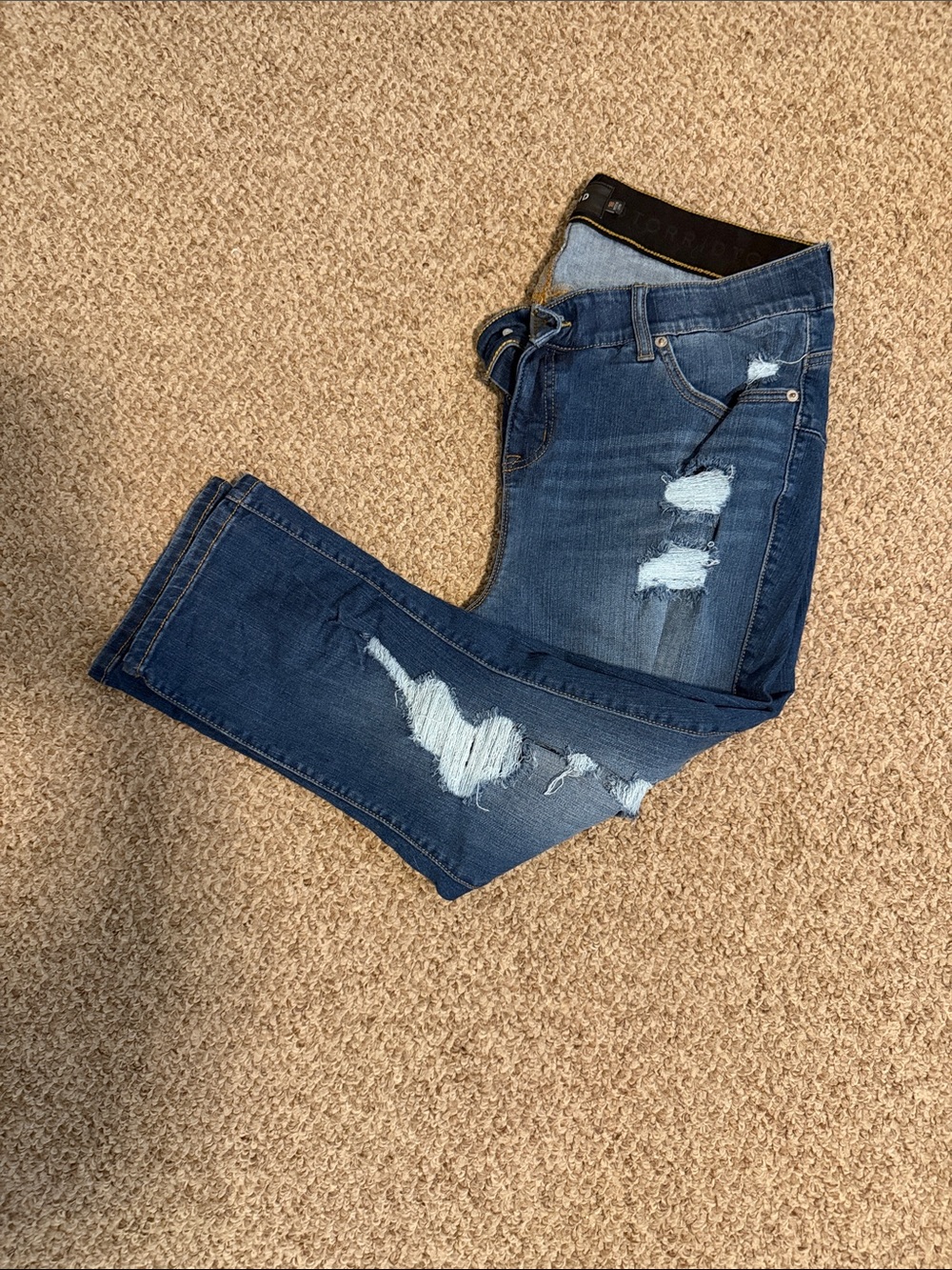 torrid Dark Blue Distressed Skinny Jeans